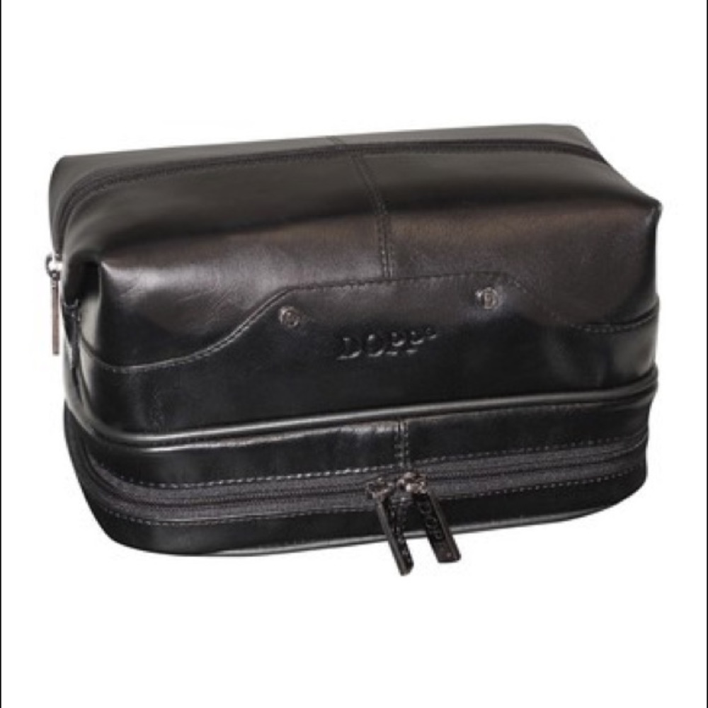 Buxton Veneto Black Leather Travel Dopp Kit